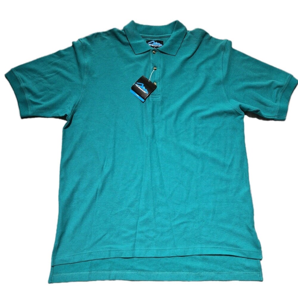 Vintage Tri Mountain Teal Polo Shirt 3 Button Tab Mens Size XL Cotton